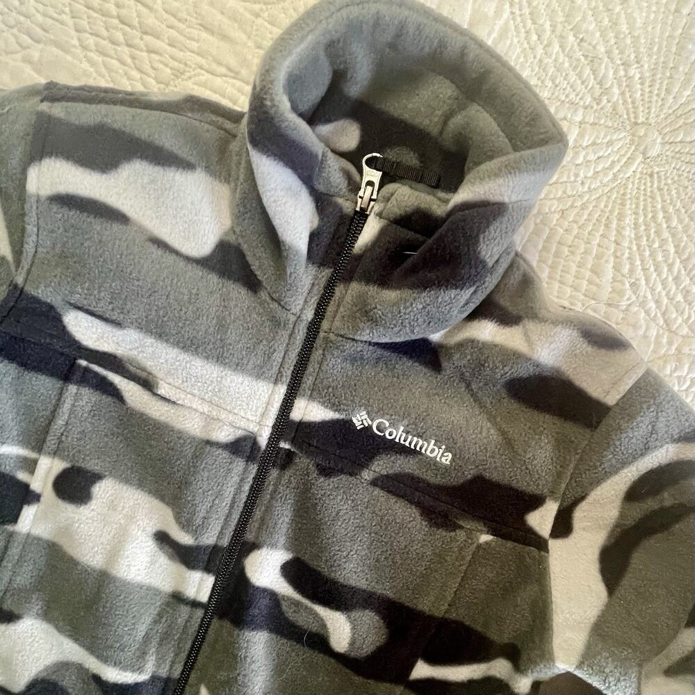 Columbia Boys Zing III Gray Camo Printed Fleece Jacket Size Xs 6-7 - Picture 2 of 4
